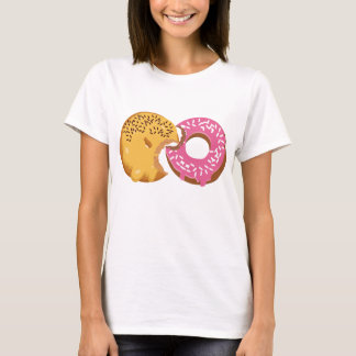 Donut Couple Bite Design Tシャツ