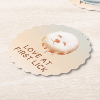 Donut Dream: Glazed Smile Pup Repeat Pattern ペーパーコースター