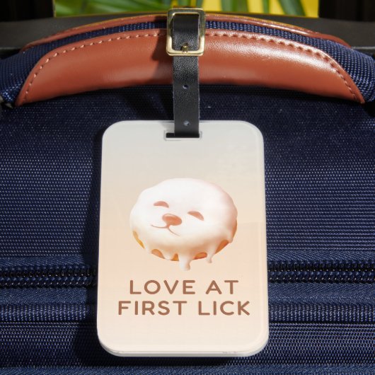 Donut Dream: Glazed Smile Pup Repeat Pattern ラゲッジタグ (正面インサイチュ2)