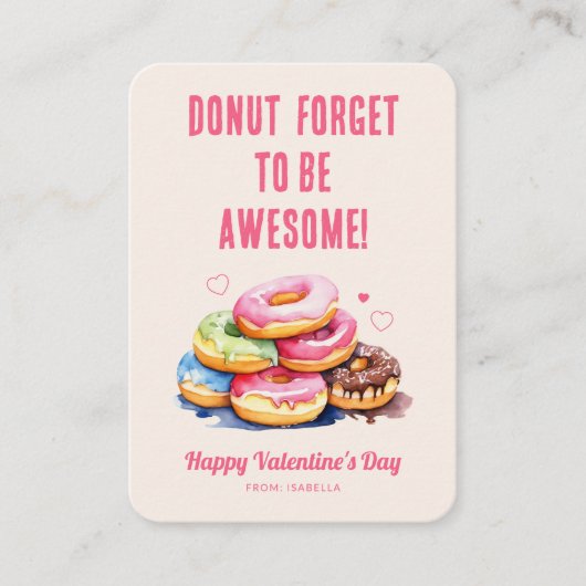 Donut Forget to Be Awesome Kids Valentine ノートカード (正面)