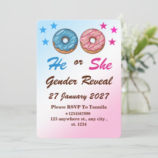 Donut Gender Reveal InvitatIon Card 招待状 (スタンド正面)