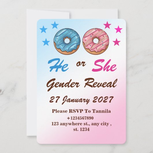 Donut Gender Reveal InvitatIon Card 招待状 (正面)