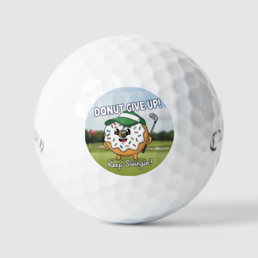 Donut Give Up Funny Golf Ball Pun Gift ゴルフボール (正面)