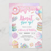 Donut Grow Up Donut Birthday Party Invitation 招待状 (正面/裏面)