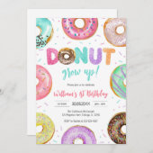 Donut Grow Up Donut Birthday Party Invitation 招待状 (正面/裏面)