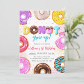Donut Grow Up Donut Birthday Party Invitation 招待状 (スタンド正面)