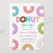 Donut Grow Up Donut Birthday Party Invitation 招待状 (正面/裏面)