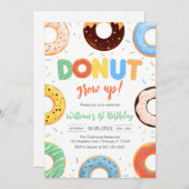 Donut Grow Up Donut Boy Birthday Party Invitation 招待状 (正面/裏面)