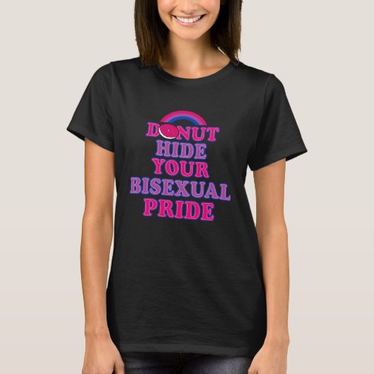 Donut Hide Your Bisexual Pride Rainbow Aesthetic C Tシャツ (正面)