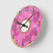Donut mit Glasur und Streuseln ラウンド壁時計 (傾斜)