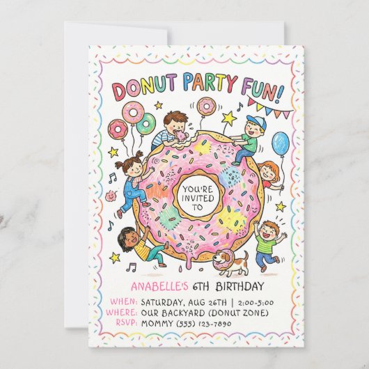 Donut Party Fun Invitation 招待状 (正面)