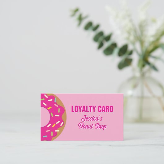 Donut pastry bakery loyalty punch card template 名刺 (スタンド正面)