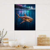 Donut Shark Neon Pier ポスター (キッチン)