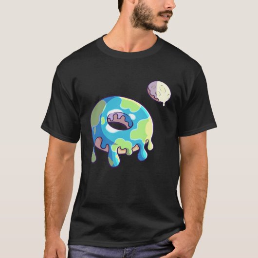 Donut Space Party Shop Earth and Moon Frosted Sol Tシャツ (正面)