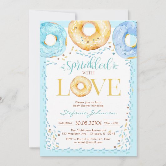 Donut Sprinkled with Love Baby Shower Invitation 招待状 (正面)
