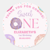 Donut Sweet One Birthday Party Donut Birthday ラウンドシール (正面)