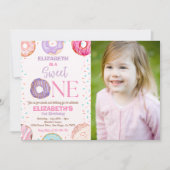 Donut Sweet One Birthday Party Photo 1st Birthday 招待状 (正面)