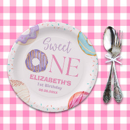 Donut Sweet One Cute Birthday Girl ペーパープレート