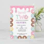 Donut Sweet Two 2歳の誕生日パーティー招待状 招待状 (スタンド正面)