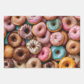 Donut Wrapping Paper Flat Sheet Set of 3 ラッピングペーパーシート (正面2)