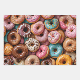 Donut Wrapping Paper Flat Sheet Set of 3 ラッピングペーパーシート