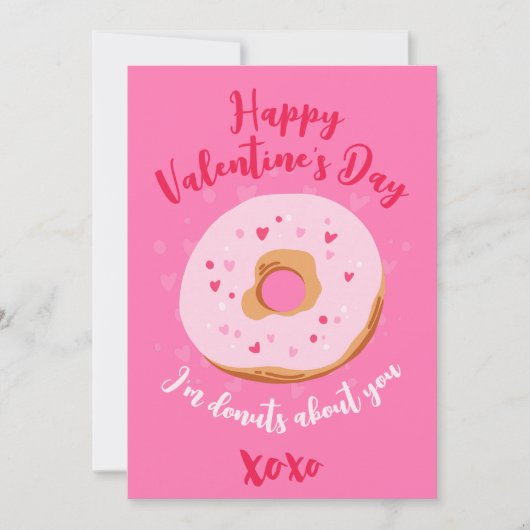 Donuts about you XOXO Love Hearts Valentines Pink シーズンカード (正面)