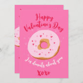 Donuts about you XOXO Love Hearts Valentines Pink シーズンカード (正面/裏面)