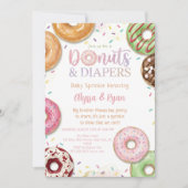 Donuts and Diapers Baby Shower Sprinkle Pastel 招待状 (正面)