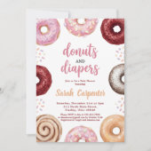 Donuts and Diapers Baby Shower Sprinkle Pastel 招待状 (正面)