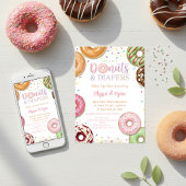 Donuts and Diapers Baby Shower Sprinkle Pastel 招待状