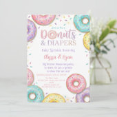 Donuts and Diapers Baby Shower Sprinkle Pastel 招待状 (スタンド正面)