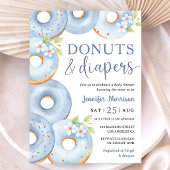 Donuts and Diapers Blue Boy Baby Shower 招待状