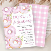 Donuts and Diapers Girl Pink Baby Shower 招待状