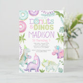 Donuts and Dinos Invitation (Pink & Lavender) 招待状 (スタンド正面)