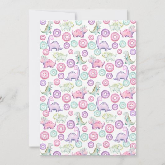 Donuts and Dinos Invitation (Pink & Lavender) 招待状 (裏面)