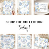 Donuts Baby Shower Boy Blue Gingham Invitation 招待状