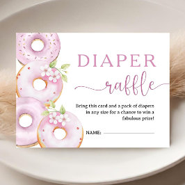 Donuts Baby Shower Girl Pink Diaper Raffle エンクロージャーカード