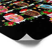 Donuts Christmas Tree Lights Funny Fast Food Donut ポスター (角)