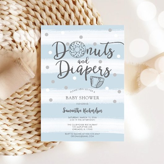 Donuts & Diapers Baby Shower Invitation 招待状