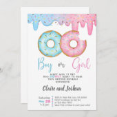Donuts Gender Reveal invitation, he or she. 招待状 (正面/裏面)