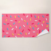 Donut's glaze seamless pattern, pink background, t バスタオル (バスタオル)