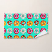 Donuts on turquoise バスタオルセット (ハンドタオル)