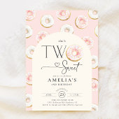 Donuts Pink Two Sweet 2nd Birthday 招待状