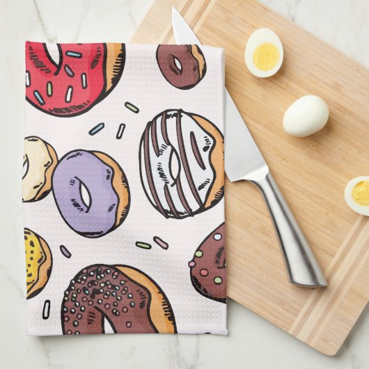 Donuts seamless pattern キッチンタオル (四つ折り)