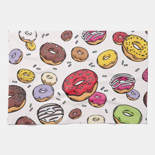 Donuts seamless pattern キッチンタオル (横)