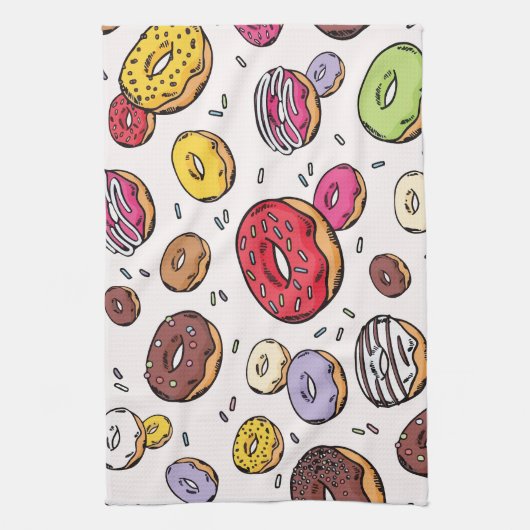Donuts seamless pattern キッチンタオル (縦)