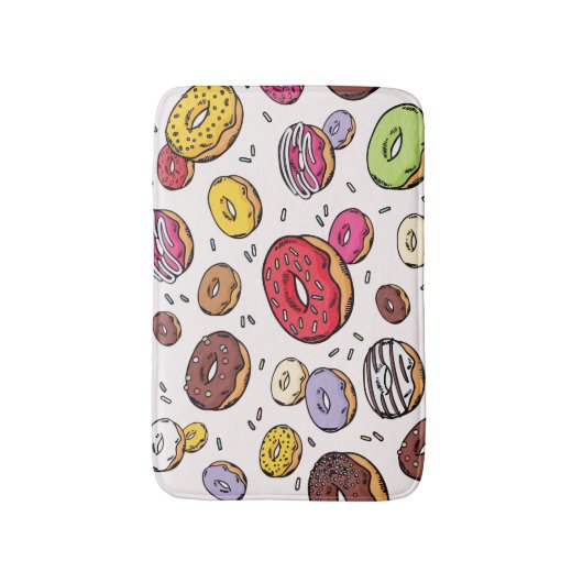 Donuts seamless pattern バスマット (正面縦)
