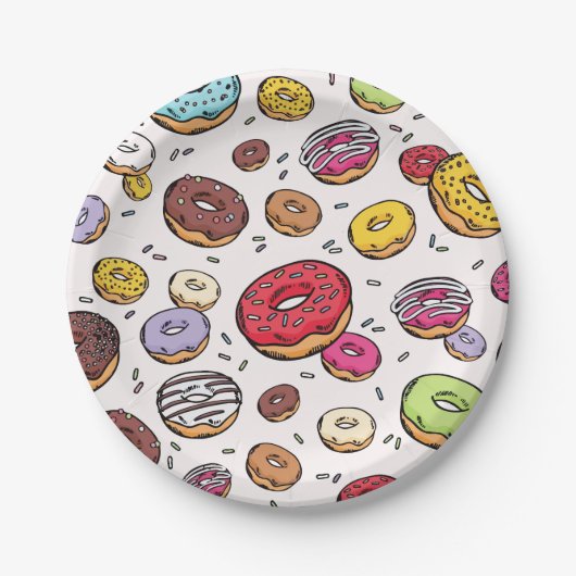Donuts seamless pattern ペーパープレート (正面)
