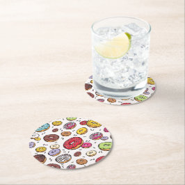 Donuts seamless pattern ラウンドペーパーコースター