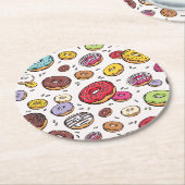 Donuts seamless pattern ラウンドペーパーコースター (アングル)